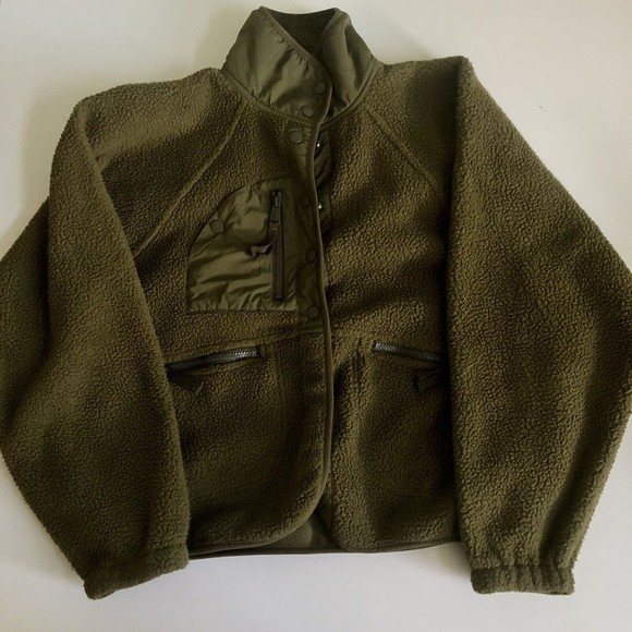 Free People Jackets & Blazers - Free People Fp Movement Hit The Slopes Fleece Jacket Army Green Sz Small